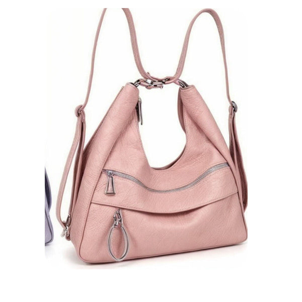 Borsa zaino 2in1 similpelle sportiva morbida sacco passeggio giornaliera morbida
