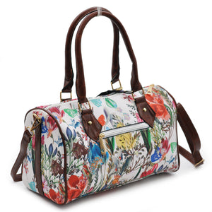 Borsa bauletto donna firmata gyoiamea pelle rigido baule fiori floreale tracolla