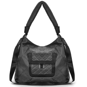 Gyoiamea borsa donna sacco hobo pelle grande trapuntata spalla zip monomanico