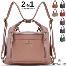 Carica l&#39;immagine nel visualizzatore di Gallery, COVERI 2in1 borsa zaino pelle donna sacco tante zip semplice casual passeggio