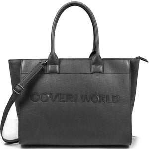 Borsa donna scritta logo COVERI ECO pelle venata capiente shopping tote shopper