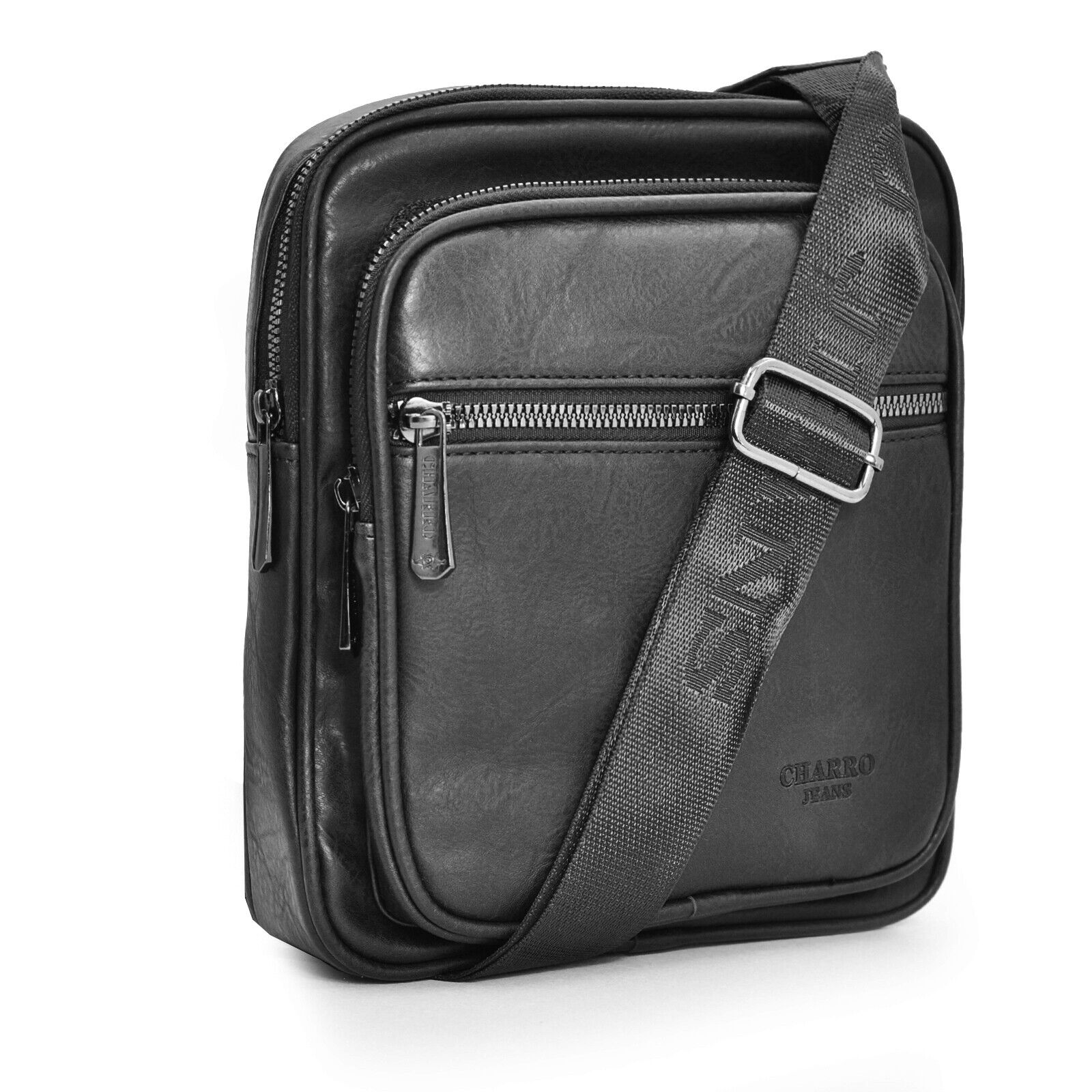 Borsello da Uomo CHARRO Borsa a Tracolla in Pelle Grande Nero Marrone