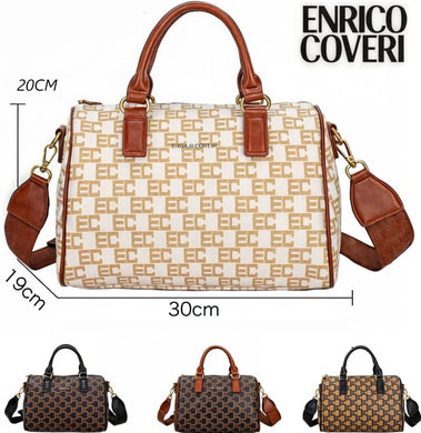 ENRICO COVERI Borsa bauletto capiente baule borsetta donna tracolla fantasia NEW