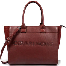 Carica l&#39;immagine nel visualizzatore di Gallery, Borsa donna scritta logo COVERI ECO pelle venata capiente shopping tote shopper