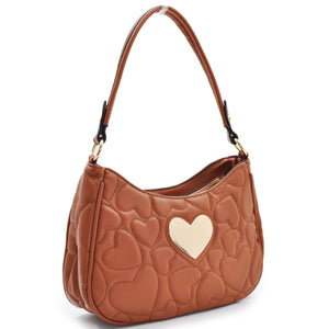 Borsa borsetta donna tracolla spalla trapuntata con cuore Catene Pelle romantica