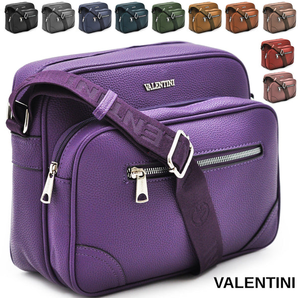 Borsa tracolla giornaliera Valentini casual grande capiente multi tasche viola