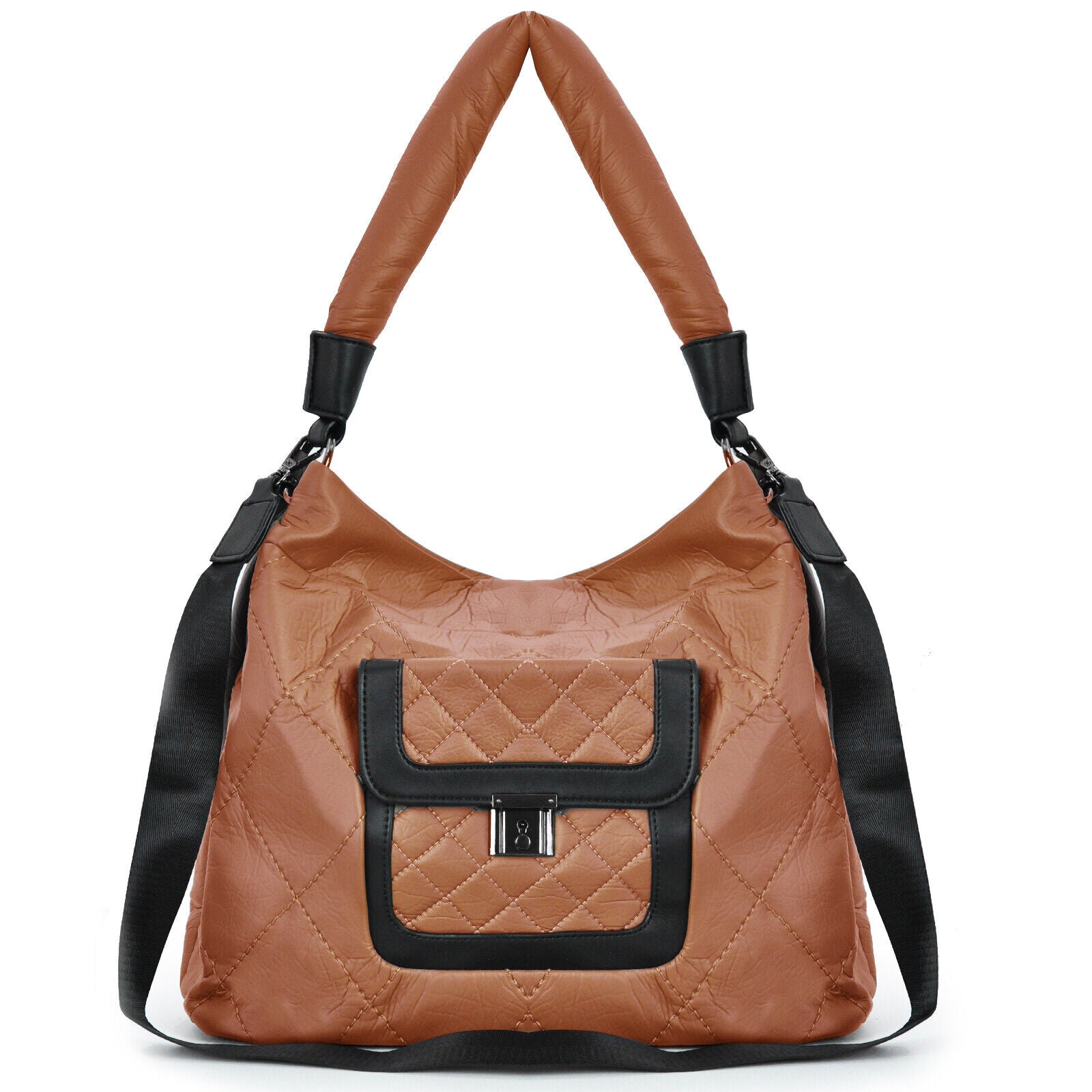 Gyoiamea borsa donna sacco hobo pelle grande trapuntata spalla zip monomanico