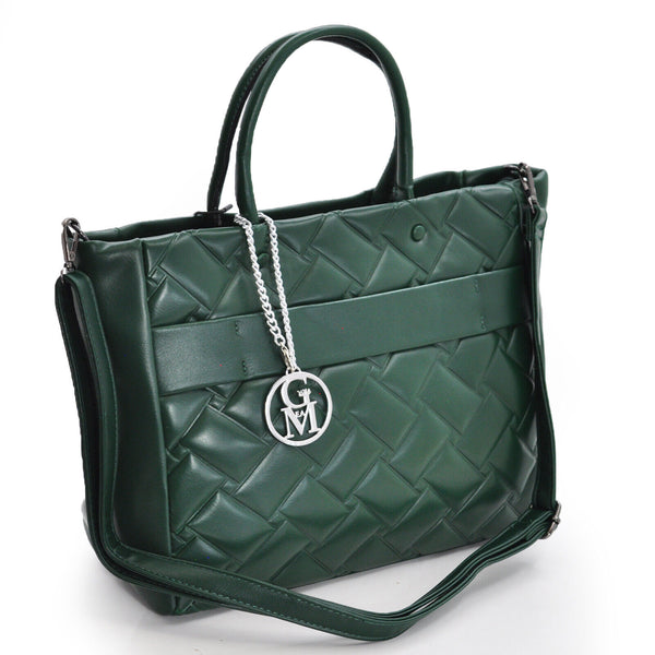 Gyoiamea borsa donna shopping donna spalla trapuntata verde tracolla logo nuova