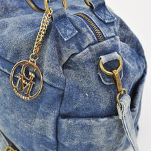 Carica l&#39;immagine nel visualizzatore di Gallery, Borsa bauletto tasche moda donna firmata GM jeans baule jeansato denim moda nero