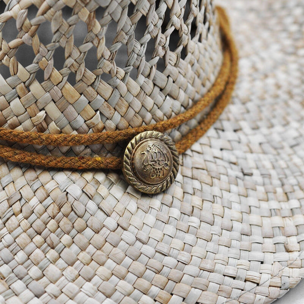 Cappello in paglia uomo intrecciata modello cowboy texas taglie 56 58 60 corda