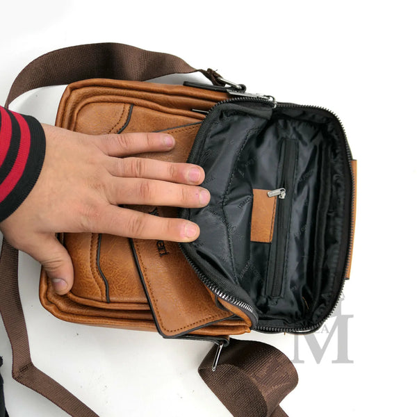 Borsello firmato CHARRO nuovo vintage uomo sottile vera pelle tracolla marrone