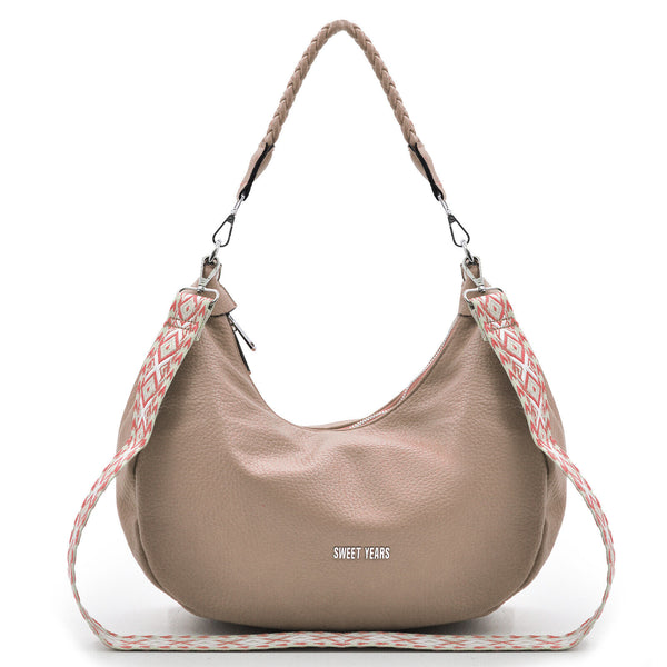 Borsa Sweat years donna pelle secchio hobo capiente sacco trapuntata comoda rosa