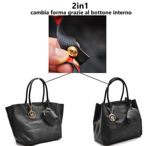 BORSA 2IN1 DONNA ELEGANTE CAPIENTE SACCO HOBO CATENA SPALLA MANO TRACOLLA PELLE