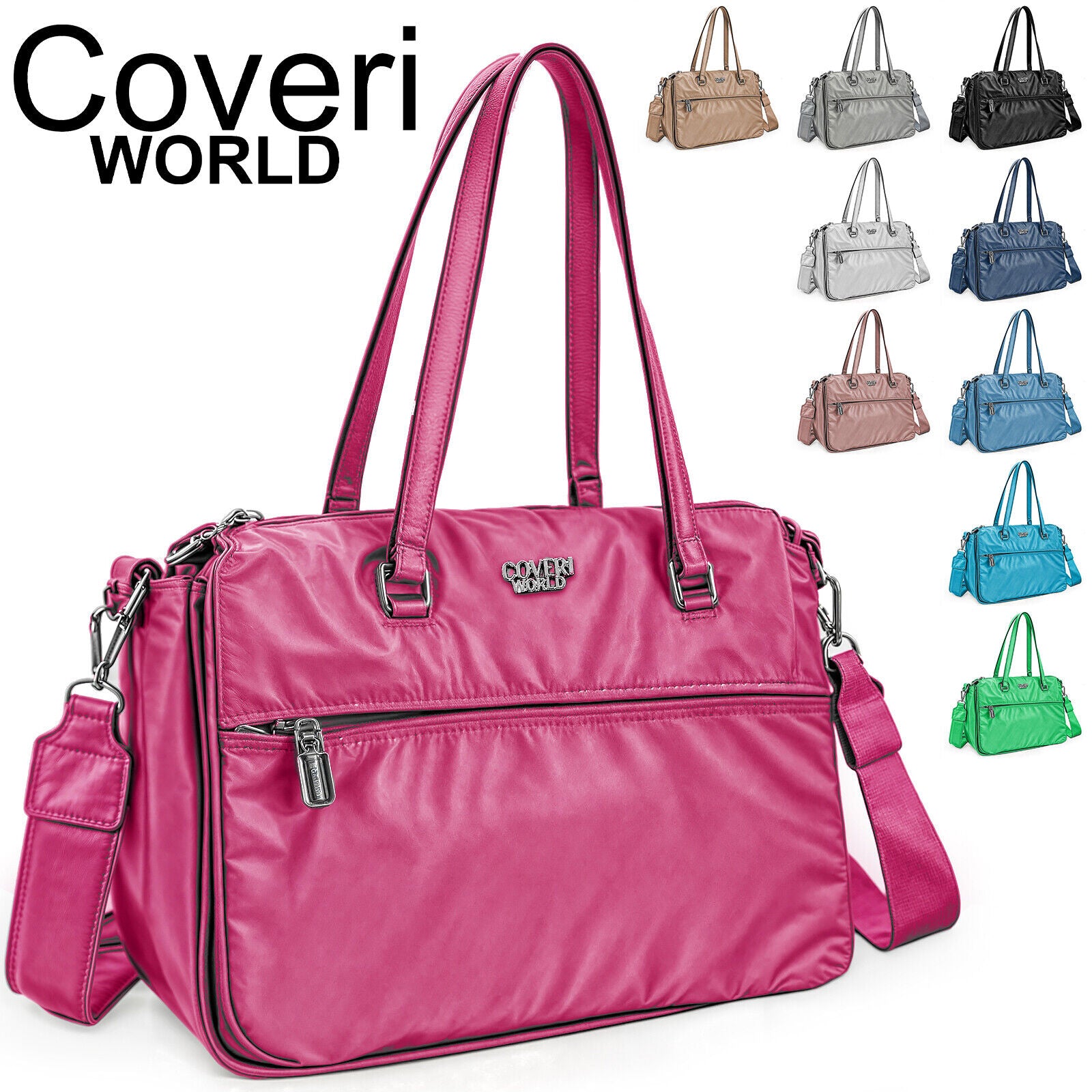 Borsa bauletto nylon tela tessuto COVERI tracolla morbida spalla donna shopping