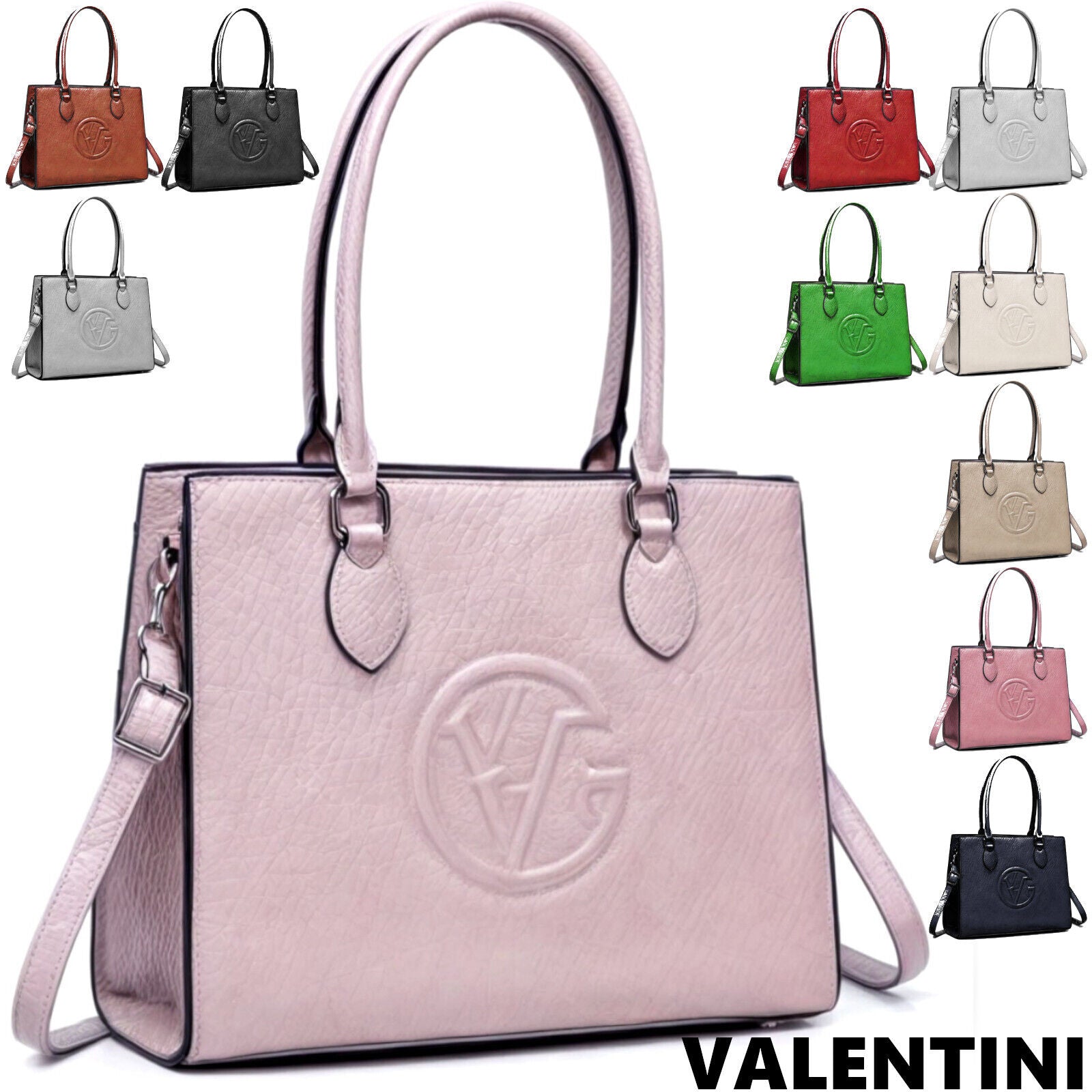 Borsa VALENTINI firmata nuova spalla bauletto rigida tracolla logo 3d V nuova