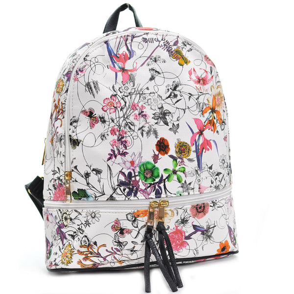 GM Zaino zainetto pelle colorato fantasia casual fiori fiorata casual passeggio