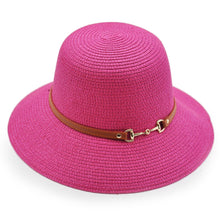 Carica l&#39;immagine nel visualizzatore di Gallery, Cappello MODA in paglia donna modello panama Floppy Hat morbido glitter FUXIA
