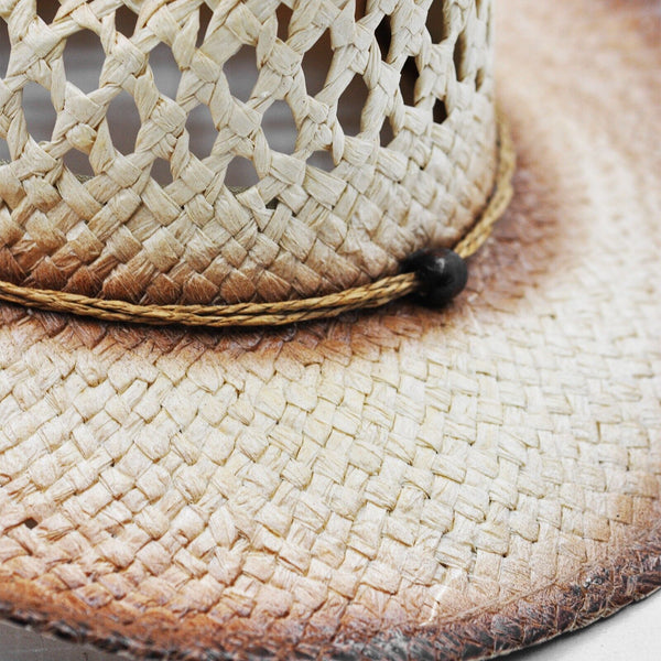 Cappello in paglia intrecciata modello cowboy taglie 56 58 60 corda schiena