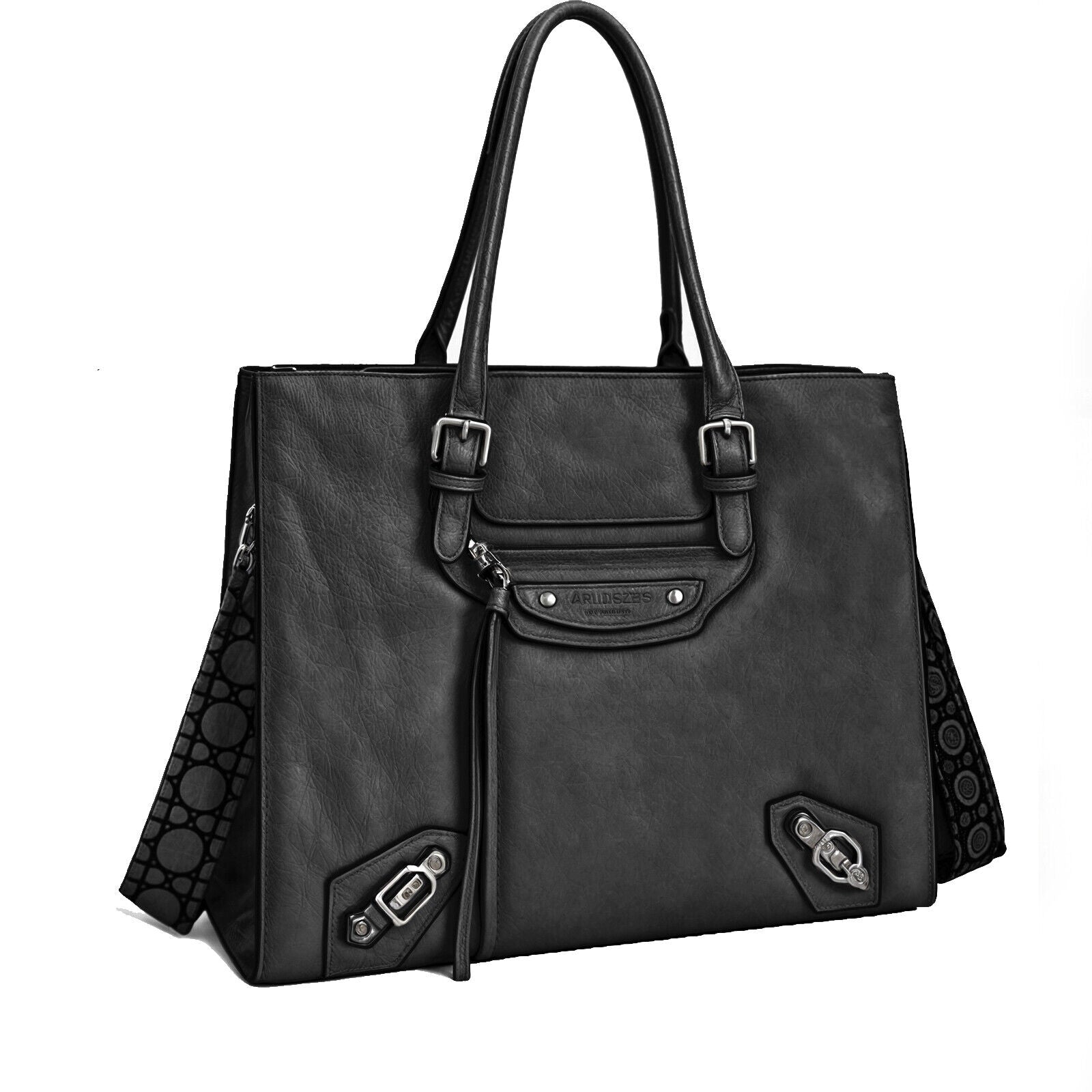 Borsa donna firmata CHARRO pelle bauletto rigida baule BIKER tracolla cinghie