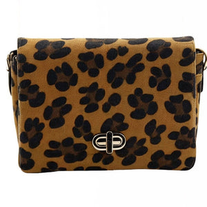 Borsetta borsa tracolla a mano donna VERA PELLE CAMOSCIO animalier maculata oro