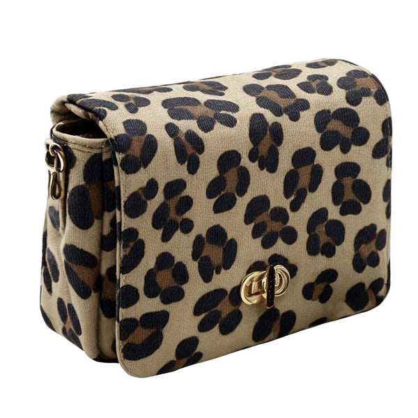 Borsetta borsa tracolla a mano donna VERA PELLE CAMOSCIO animalier maculata oro