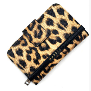 Portafoglio MAXFLY tasche pelle fantasia leopardata donna pelle carte trifold