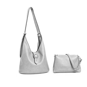 Borsa 2in1 omaggio donna pelle secchio hobo capiente sacco morbida comoda spalla