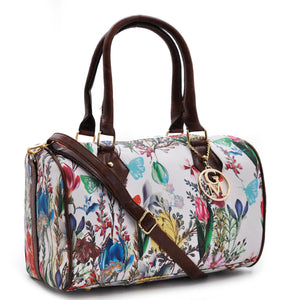 Borsa bauletto donna firmata gyoiamea pelle rigido baule fiori floreale tracolla