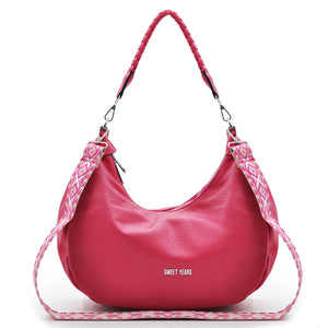 Borsa Sweat years donna pelle secchio hobo capiente sacco trapuntata comoda rosa