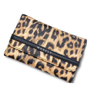 Portafoglio MAXFLY tasche pelle fantasia leopardata donna pelle carte trifold