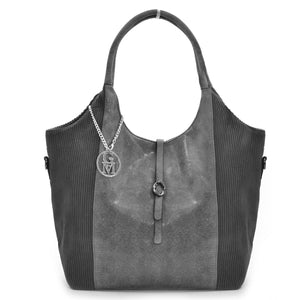 Borsa donna GM grande pelle shopping morbido hobo tracolla plissettata laminata