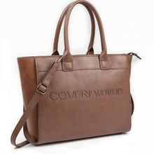 Carica l&#39;immagine nel visualizzatore di Gallery, Borsa donna scritta logo COVERI ECO pelle venata capiente shopping tote shopper