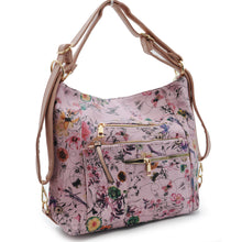 Carica l&#39;immagine nel visualizzatore di Gallery, 3in1 Borsa trasformabile in zaino fiorata spalla hobo sacco donna tracolla nuova