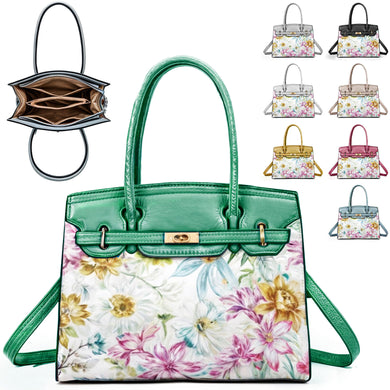 Borsa shopping bauletto grande donna grande spalla pelle fantasia fiori floreale