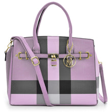 Carica l&#39;immagine nel visualizzatore di Gallery, Borsa bauletto donna fantasia tartan check casual lucchetto tracolla rigida