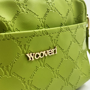 2in1 Borsa + Borsetta Firmata YYcoveri verde Donna fantasia logo Tracolla nuova