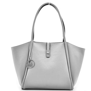 Borsa + borsetta firmata GM donna shopping unica tinta eco pelle grande cerniera