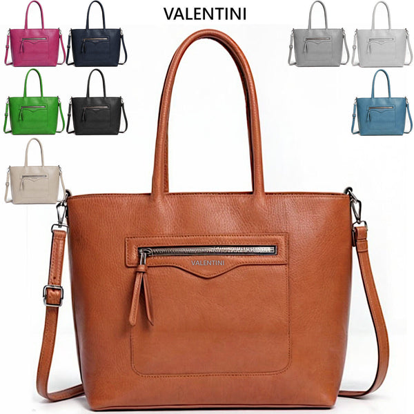 Borsa VALENTINI firmata spalla shopping pelle semplice particolare tracolla moda