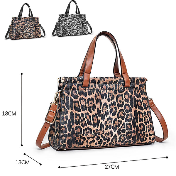 Borsa donna shopping fantasia leopardata tigrata animalier maculata capiente