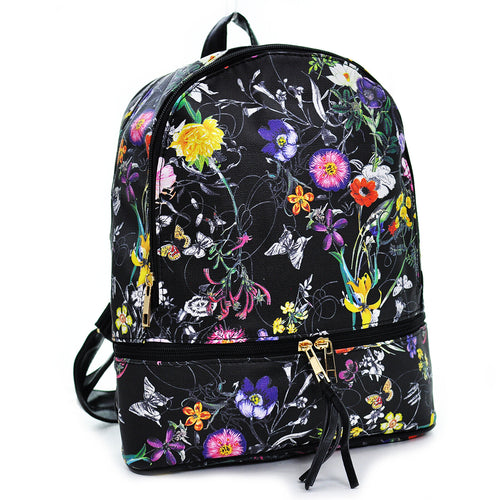 GM Zaino zainetto pelle colorato fantasia casual fiori fiorata casual passeggio