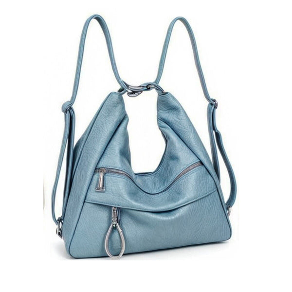 Borsa zaino 2in1 similpelle sportiva morbida sacco passeggio giornaliera morbida