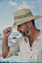 Carica l&#39;immagine nel visualizzatore di Gallery, Cappello 0 in paglia uomo intrecciata modello cowboy texas taglie 56 58 60 corda