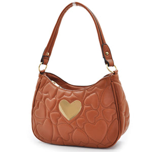 Borsa borsetta donna tracolla spalla trapuntata con cuore Catene Pelle romantica