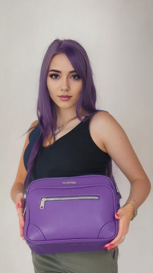 Borsa tracolla giornaliera Valentini casual grande capiente multi tasche viola