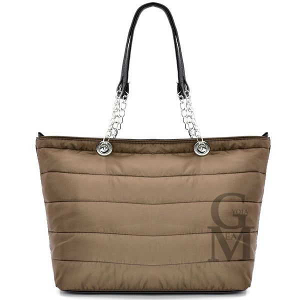 Borsa spalla manici catene nuova shopping donna piumino waterproof impermeabile