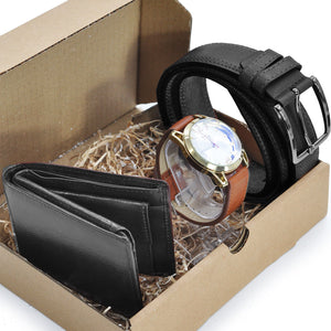 Pack IDEA REGALO UOMO Portafoglio + cintura + orologio uomo GM