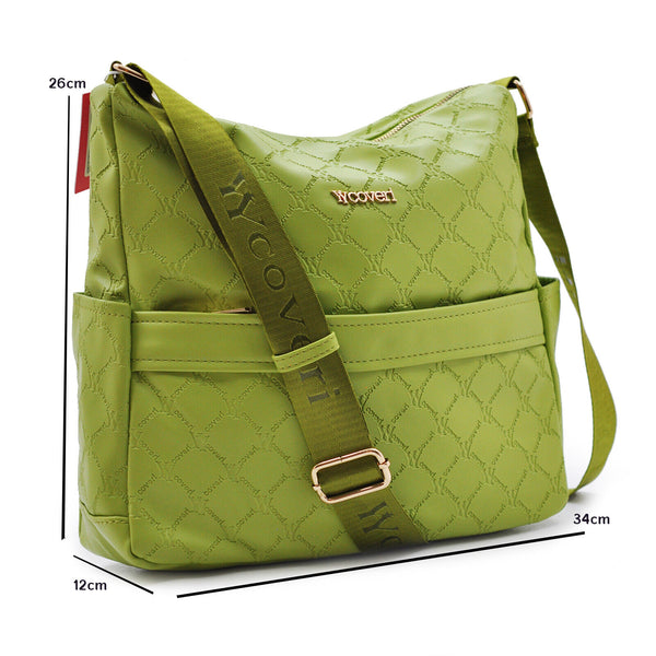 2in1 Borsa + Borsetta Firmata YYcoveri verde Donna fantasia logo Tracolla nuova