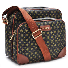 Carica l&#39;immagine nel visualizzatore di Gallery, Borsa Firmata COVERI multi tasche beige nuova Donna fantasia logo Zip Tracolla