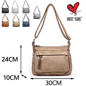 Borsa tracolla  Sweet Years 5 multi tasche capiente donna zip tasca anti furto