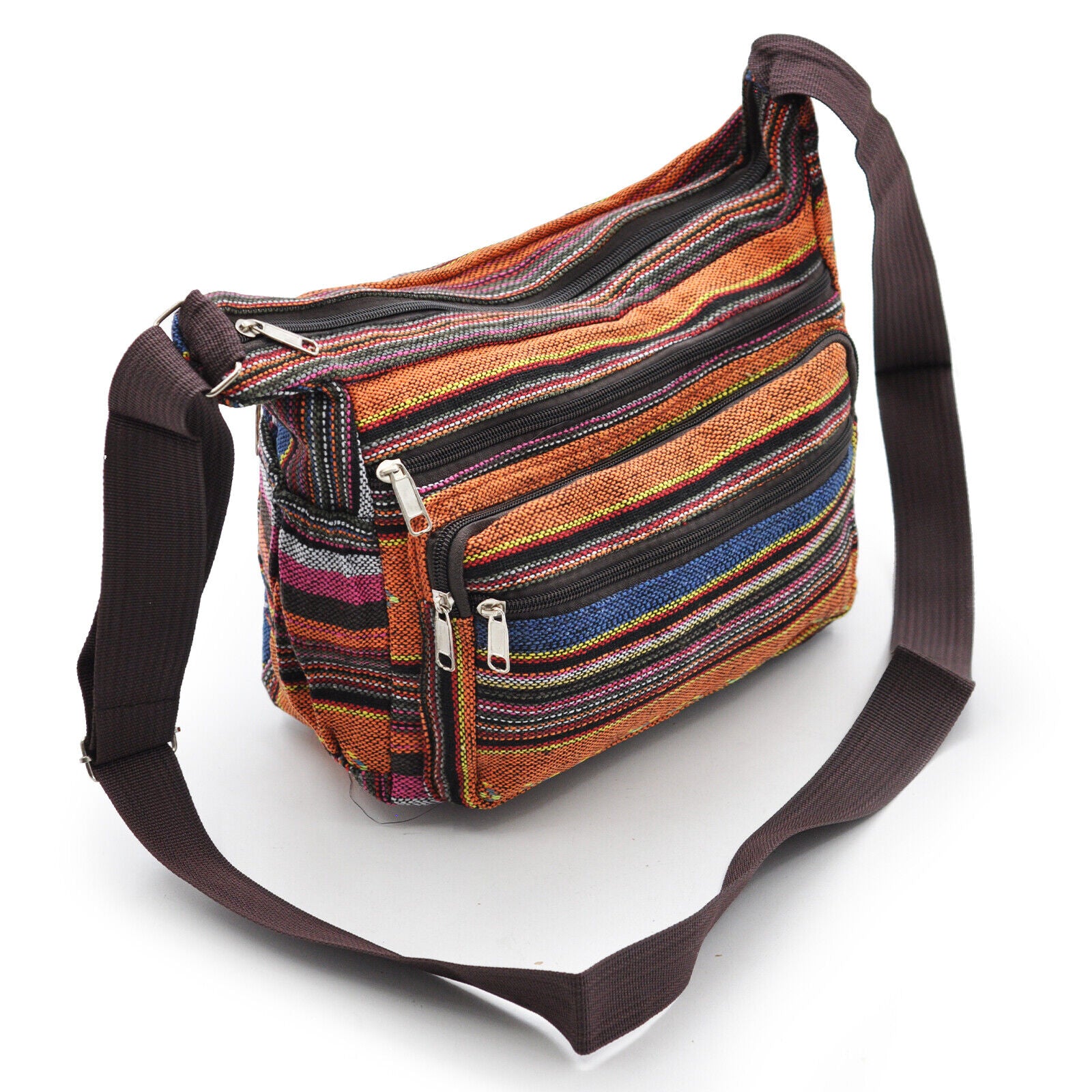 Borsa a tracolla moda a righe in tela Borsa da donna etnica Borsa a tracolla moda a righe in tela Borsa da donna etnica
